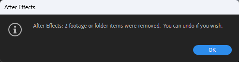 Image showing the result of removing unused footage in After Effects.